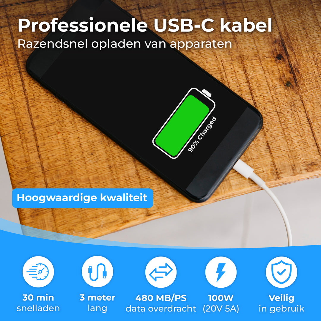 Usb C Kabel 3 Meter Wit
