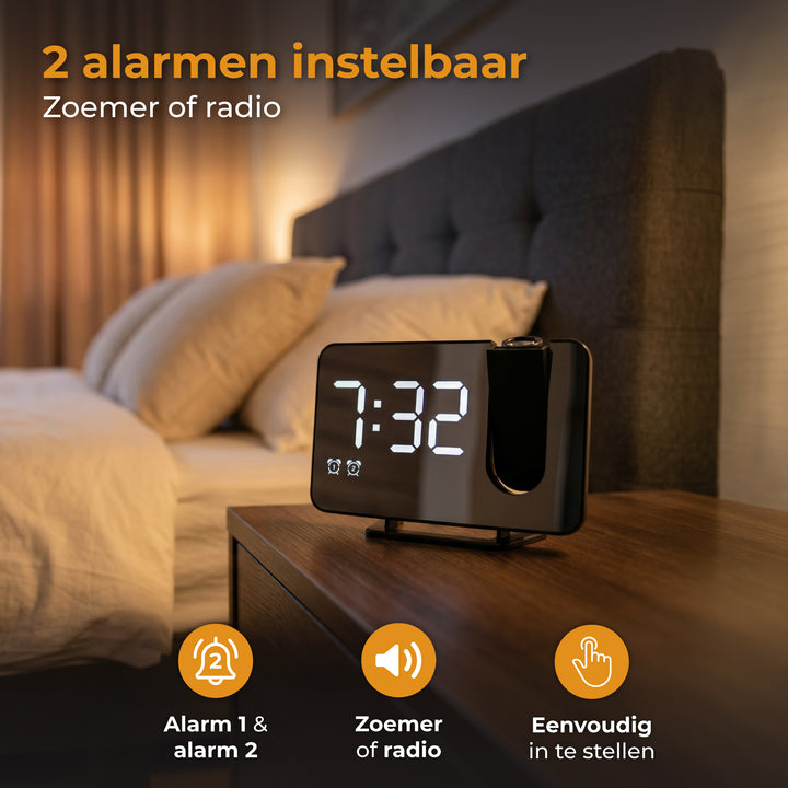 Wekkerradio met projectie