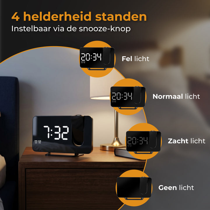 Wekkerradio met projectie