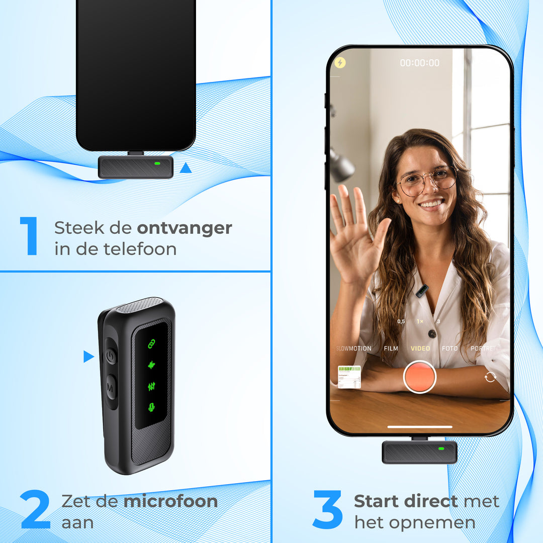 Draadloze Microfoon set Incl Laadcase