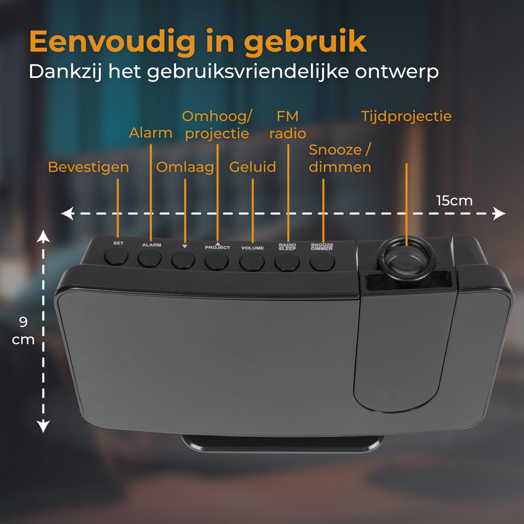 Wekkerradio met projectie