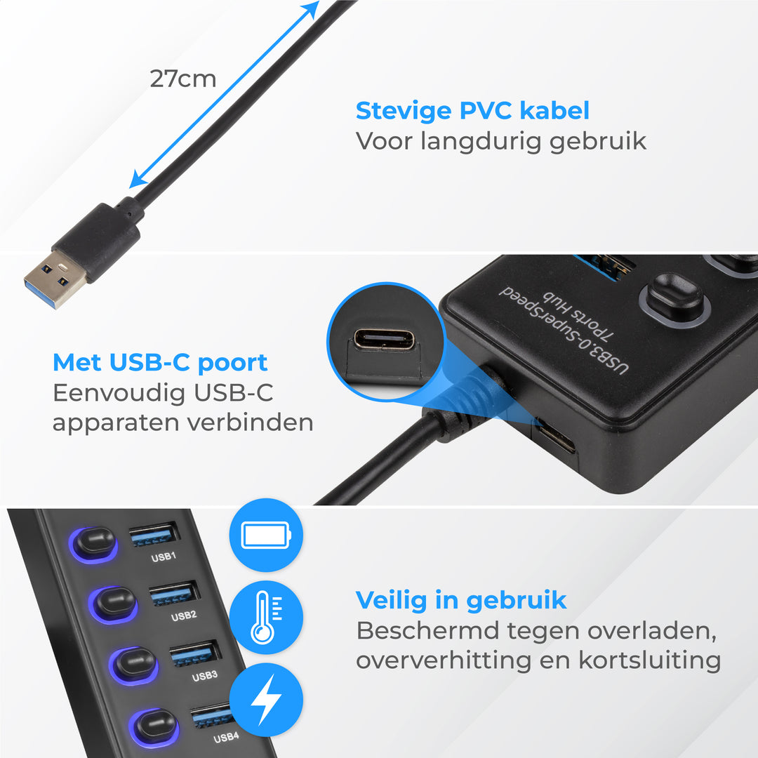 USB HUB 3.0 - 7 Poorten