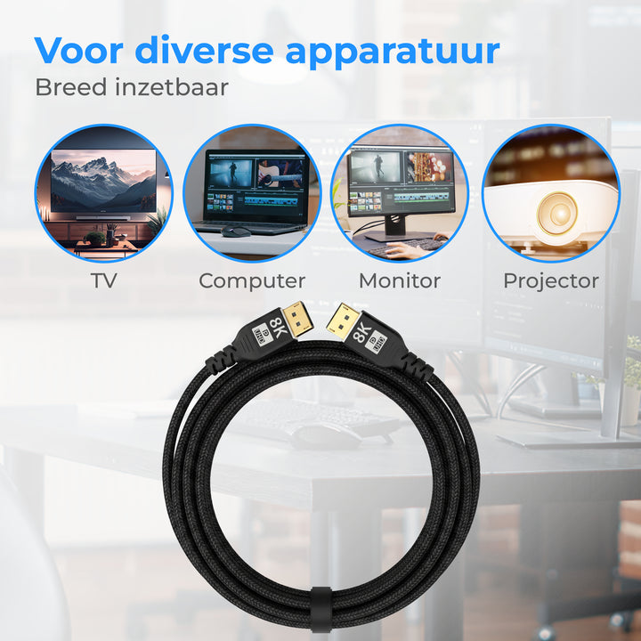 Displayport Kabel 3 Meter Zwart
