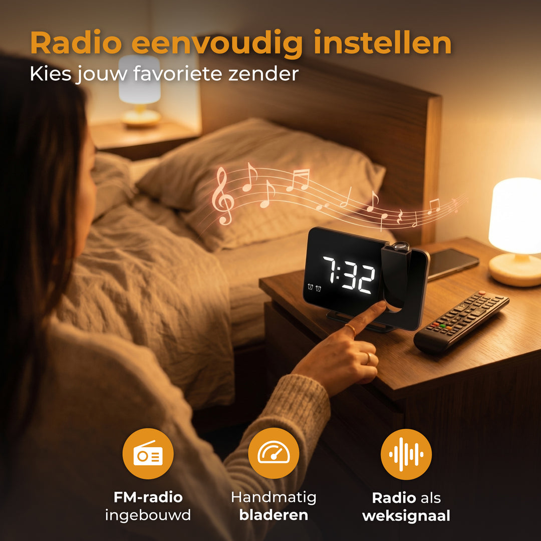 Wekkerradio met projectie