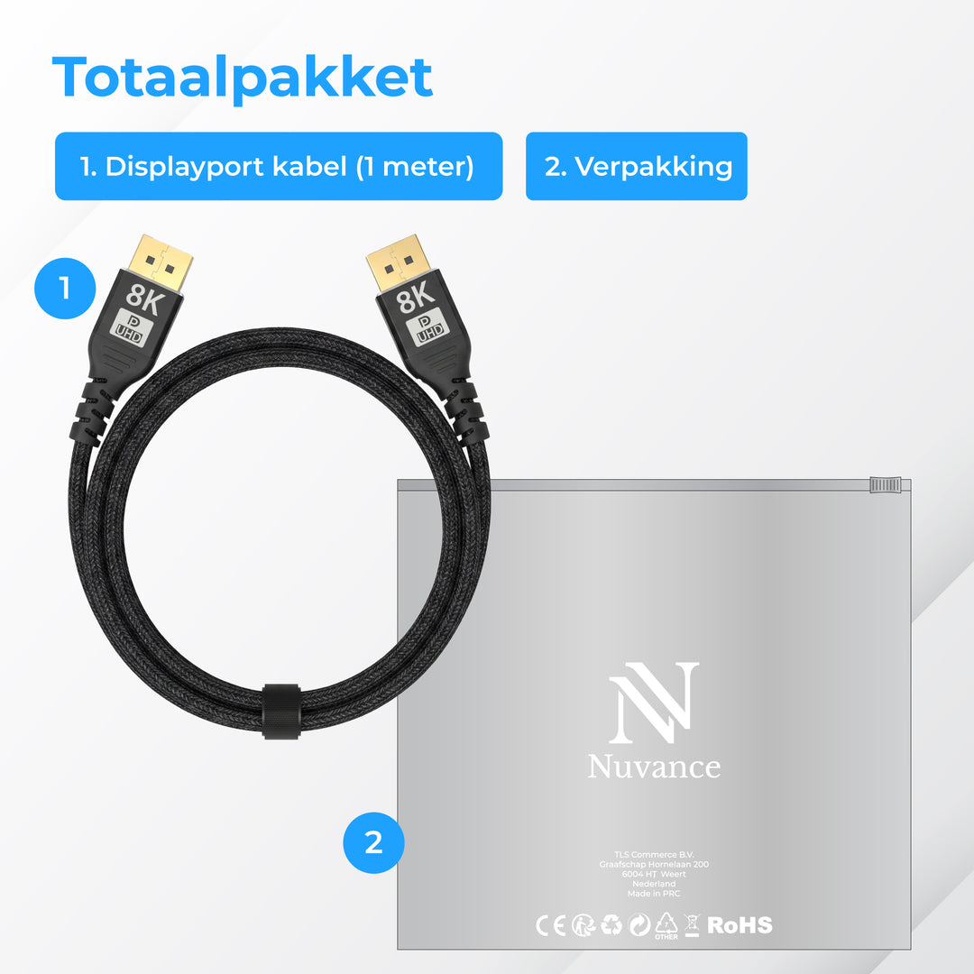 Displayport Kabel 1 Meter Zwart