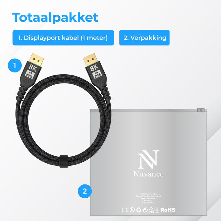 Displayport Kabel 1 Meter Zwart